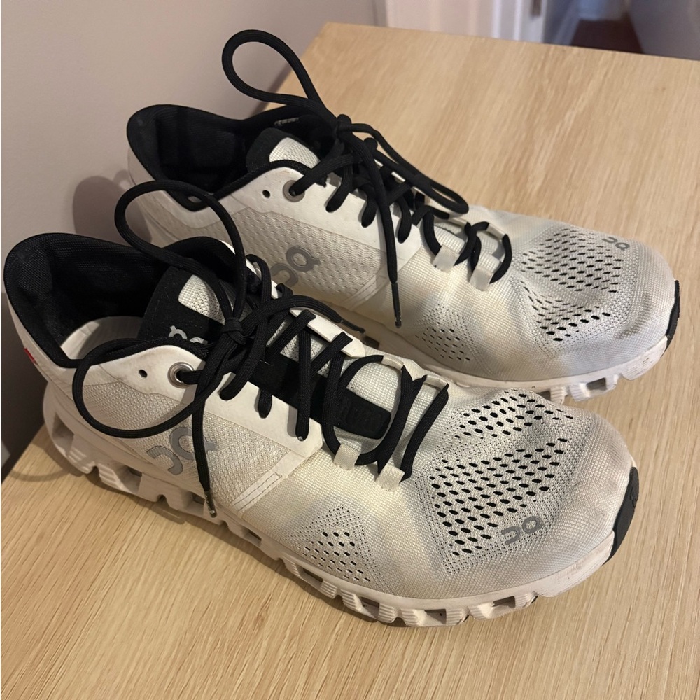 On Cloud Running Sneakers in White and Black